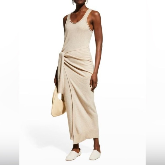 NWT JONATHAN SIMKHAI Flynn Recycled Cashmere Wrap Dress -Ivory - Picture 1 of 15